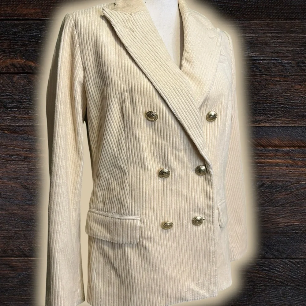 NWT Rowing Blazers for Target ‘Corduroy Double-Breasted Blazer’ in “Cream” Sz S